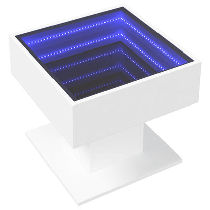 Table basse avec LED blanc 50x50x45 cm bois d’ingénierie - Tables basses