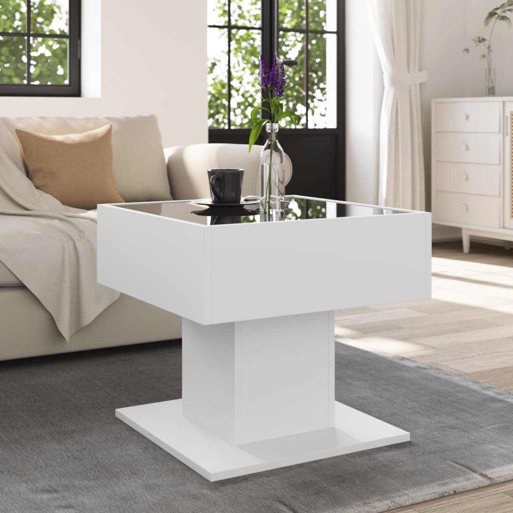 Table basse avec LED blanc 50x50x45 cm bois d’ingénierie - Tables basses