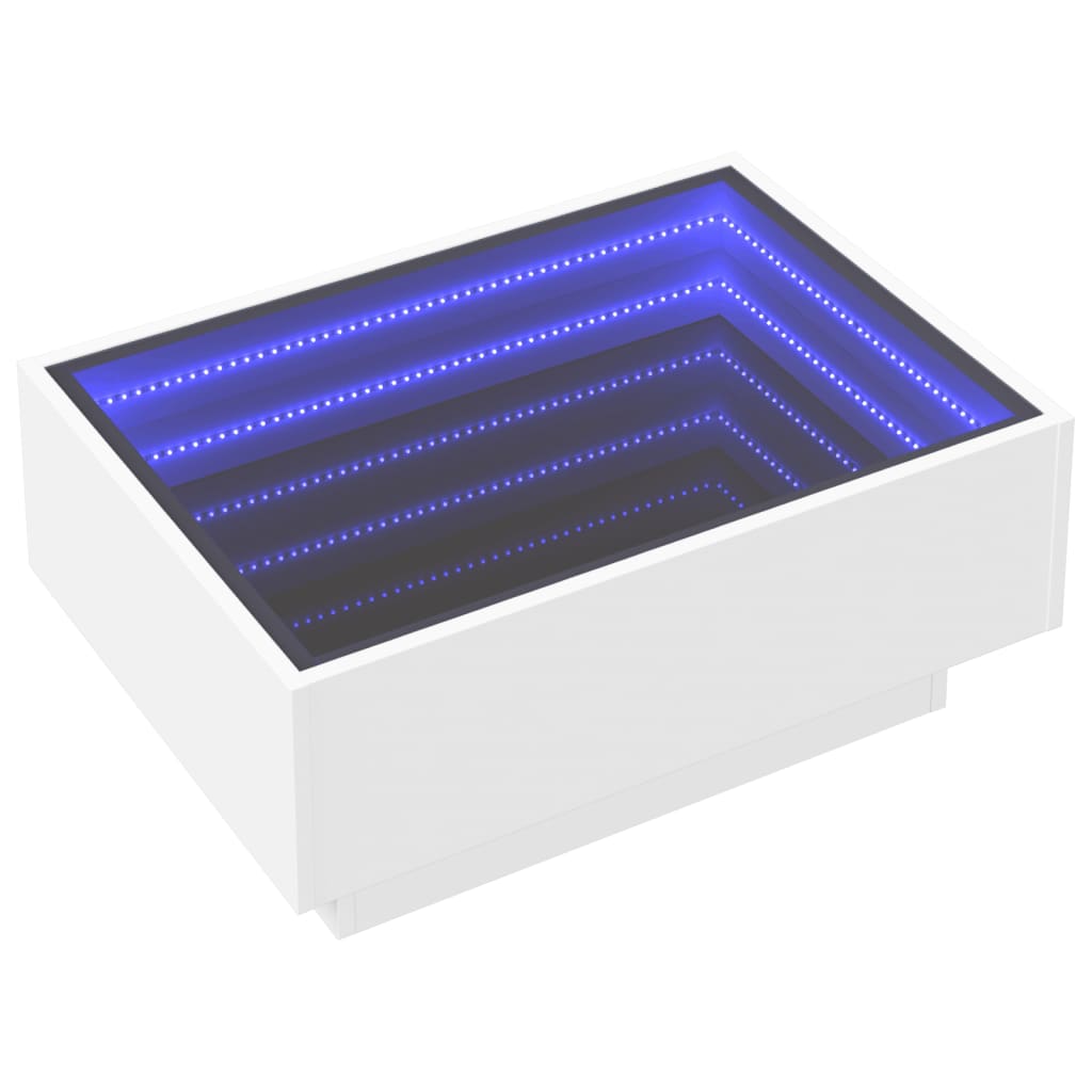Table basse avec LED blanc 70x50x30 cm bois d’ingénierie - Tables basses