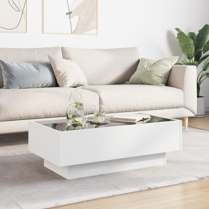 Table basse avec LED blanc 90x50x30 cm bois d’ingénierie - Tables basses