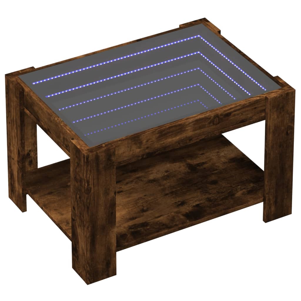 Table basse avec LED chêne fumé 73x53x45 cm bois d’ingénierie - Tables basses