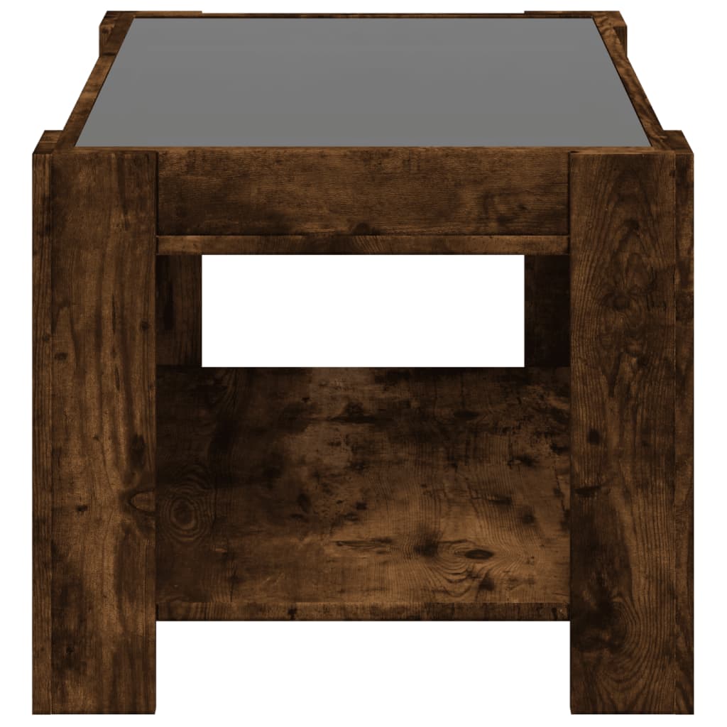 Table basse avec LED chêne fumé 73x53x45 cm bois d’ingénierie - Tables basses