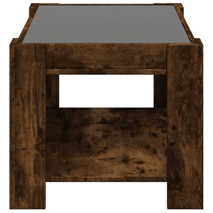 Table basse avec LED chêne fumé 73x53x45 cm bois d’ingénierie - Tables basses