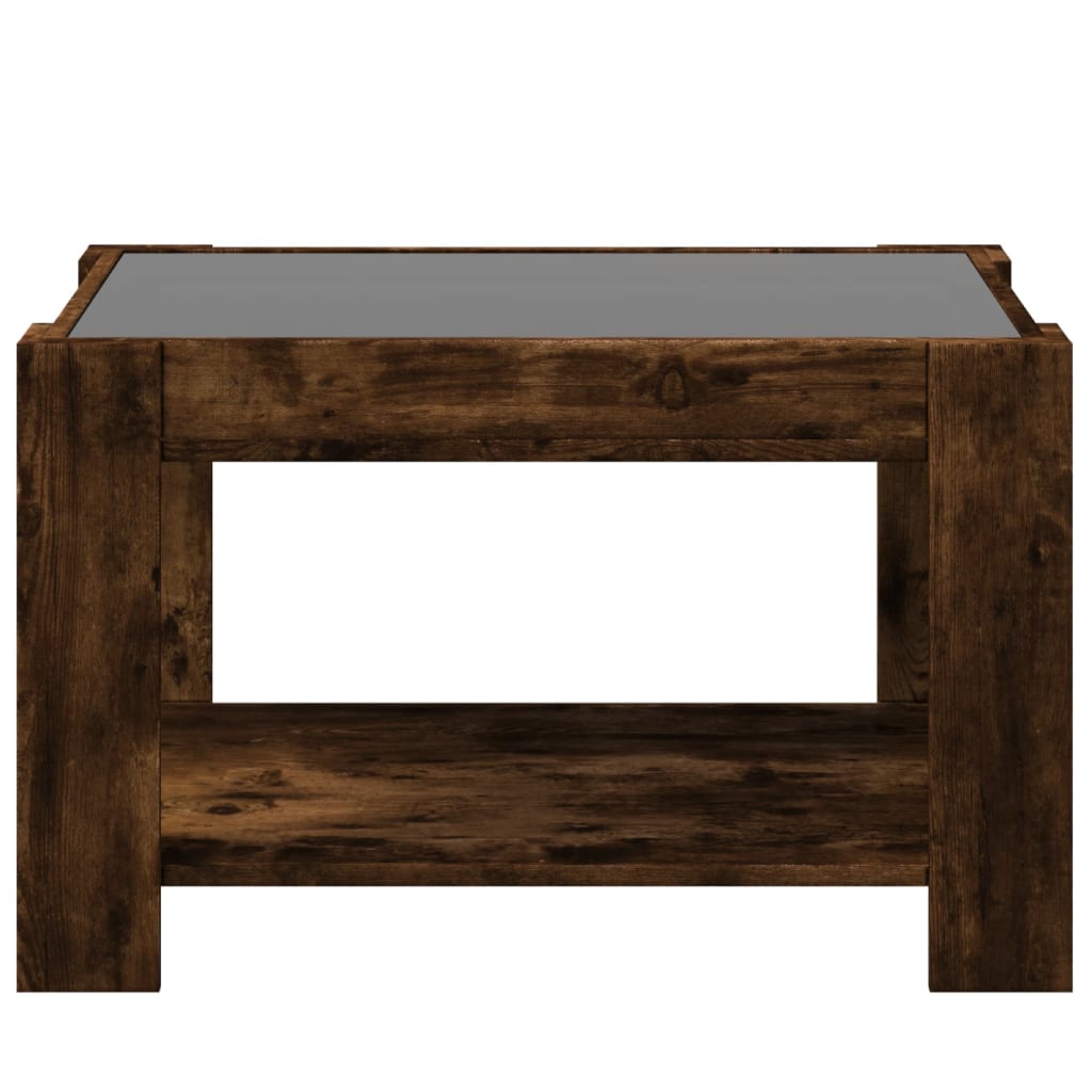 Table basse avec LED chêne fumé 73x53x45 cm bois d’ingénierie - Tables basses