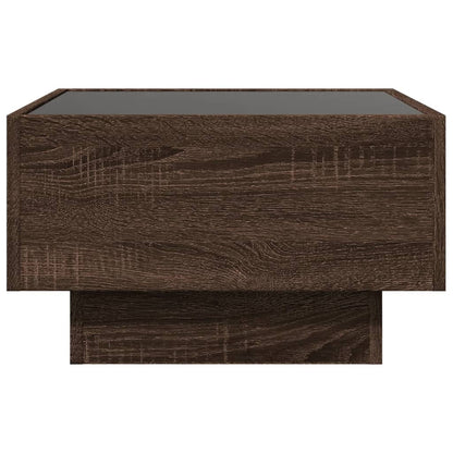 Table basse avec LED chêne marron 50x50x30 cm bois d’ingénierie - Tables basses