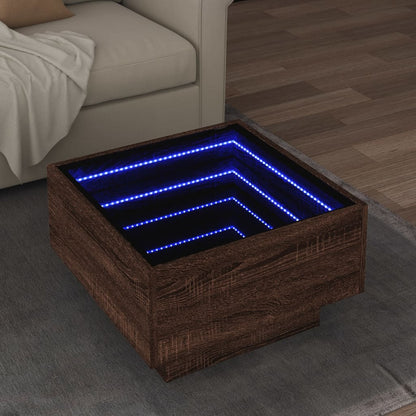 Table basse avec LED chêne marron 50x50x30 cm bois d’ingénierie - Tables basses