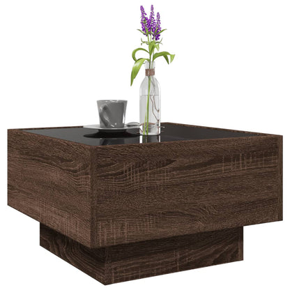 Table basse avec LED chêne marron 50x50x30 cm bois d’ingénierie - Tables basses