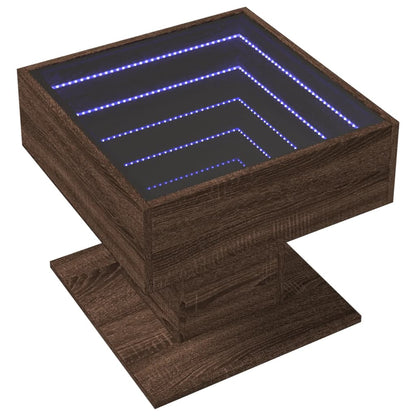 Table basse avec LED chêne marron 50x50x45 cm bois d’ingénierie - Tables basses