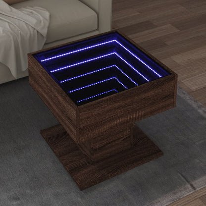 Table basse avec LED chêne marron 50x50x45 cm bois d’ingénierie - Tables basses