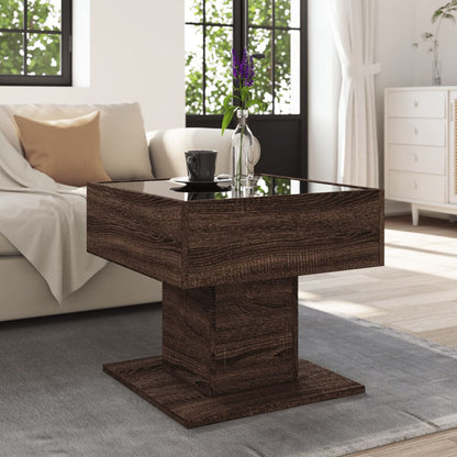 Table basse avec LED chêne marron 50x50x45 cm bois d’ingénierie - Tables basses