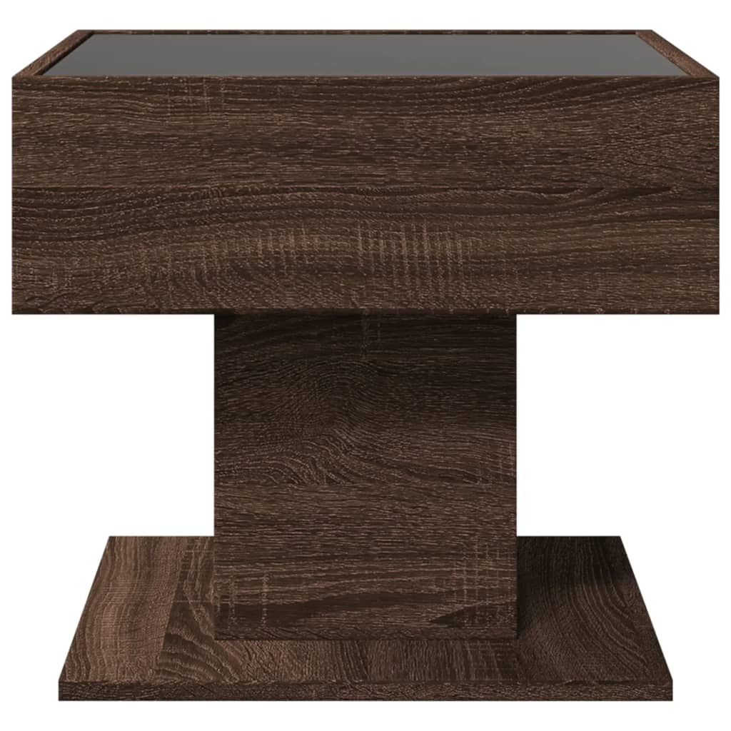 Table basse avec LED chêne marron 50x50x45 cm bois d’ingénierie - Tables basses