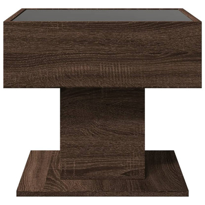 Table basse avec LED chêne marron 50x50x45 cm bois d’ingénierie - Tables basses