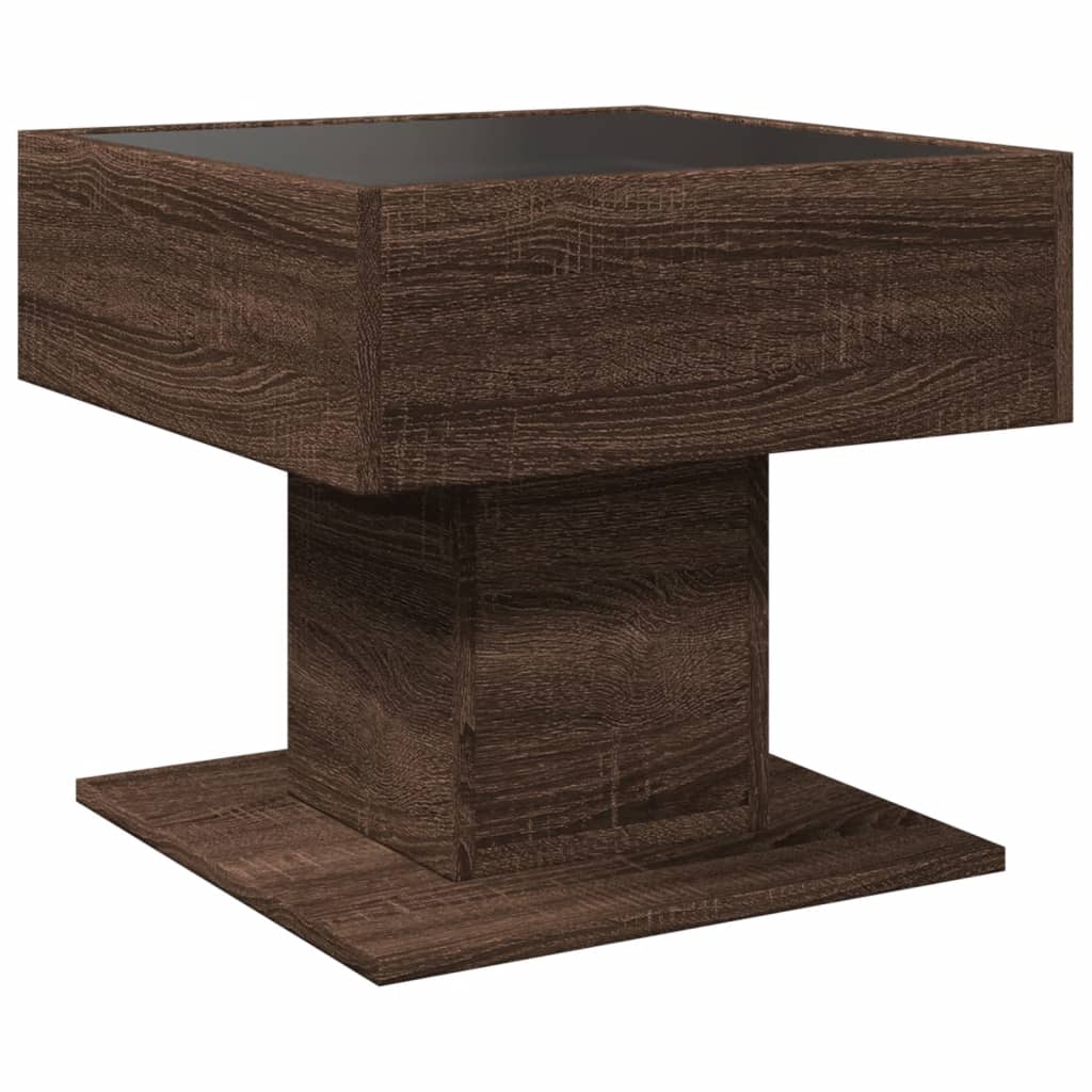 Table basse avec LED chêne marron 50x50x45 cm bois d’ingénierie - Tables basses