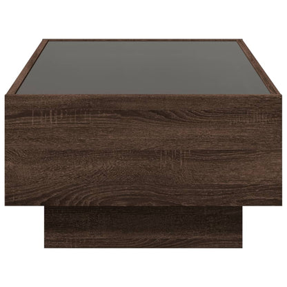 Table basse avec LED chêne marron 90x50x30 cm bois d’ingénierie - Tables basses