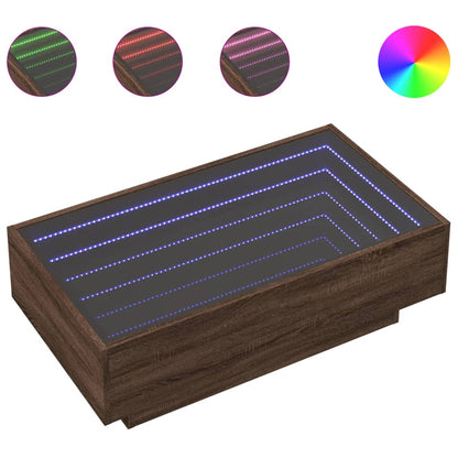 Table basse avec LED chêne marron 90x50x30 cm bois d’ingénierie - Tables basses