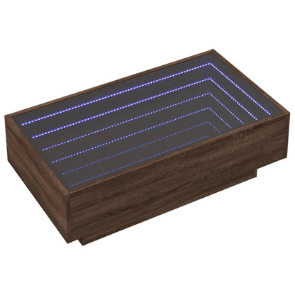 Table basse avec LED chêne marron 90x50x30 cm bois d’ingénierie - Tables basses