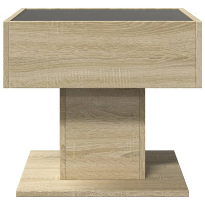 Table basse avec LED chêne sonoma 50x50x45 cm bois d’ingénierie - Tables basses