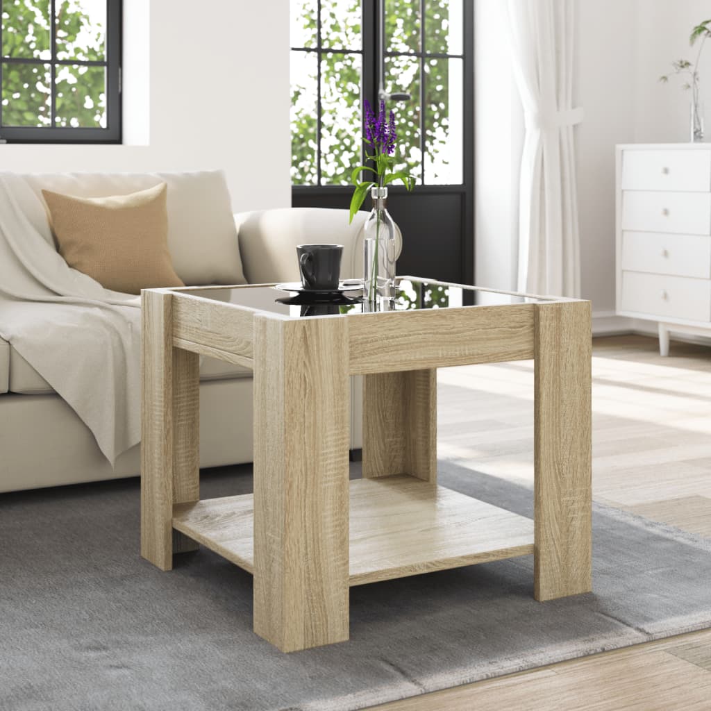 Table basse avec LED chêne sonoma 53x53x45 cm bois d’ingénierie - Tables basses