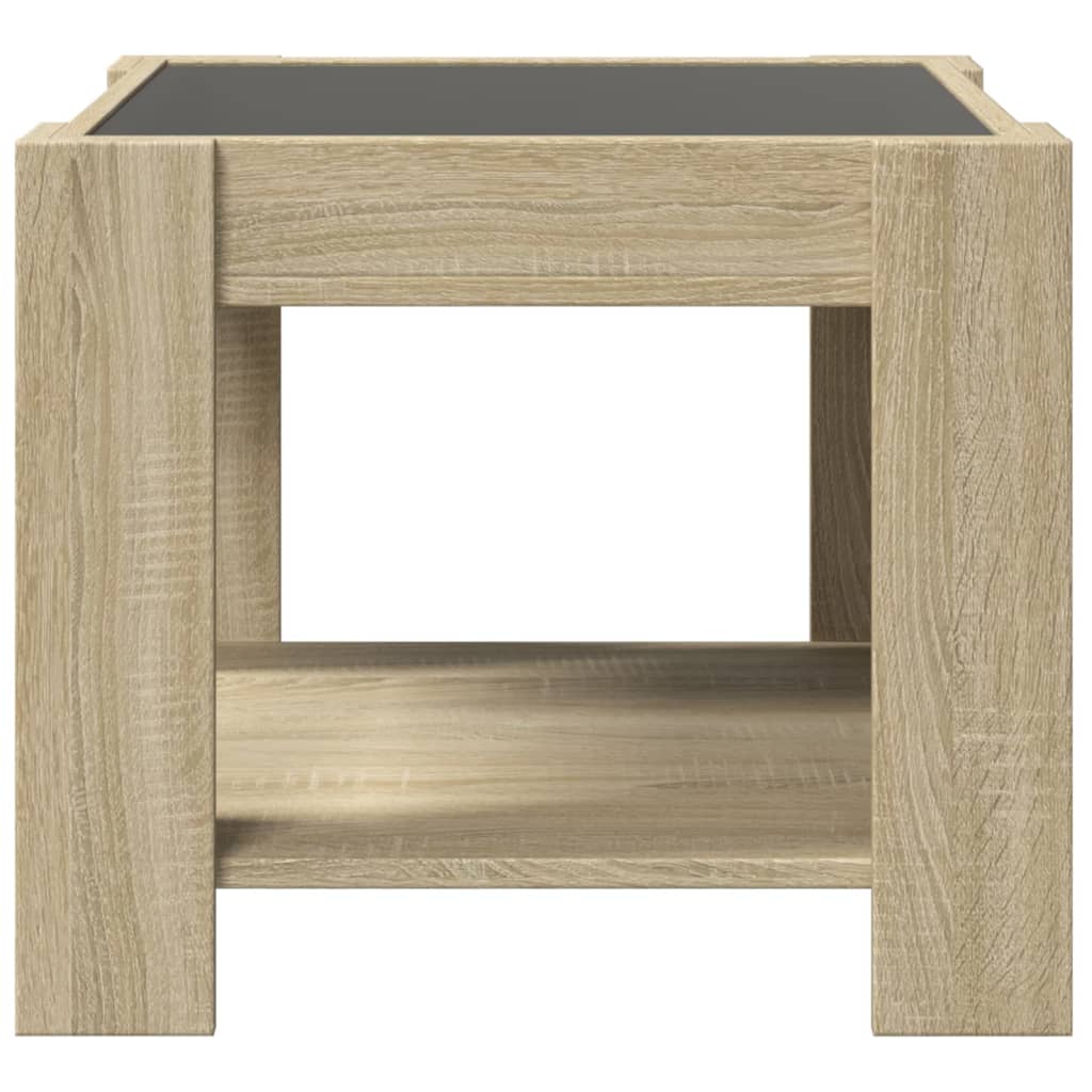 Table basse avec LED chêne sonoma 53x53x45 cm bois d’ingénierie - Tables basses