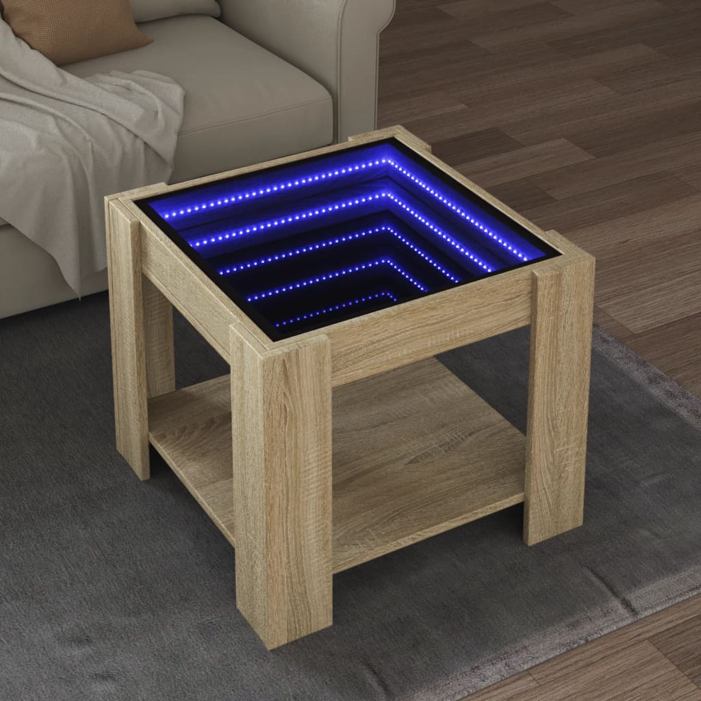 Table basse avec LED chêne sonoma 53x53x45 cm bois d’ingénierie - Tables basses