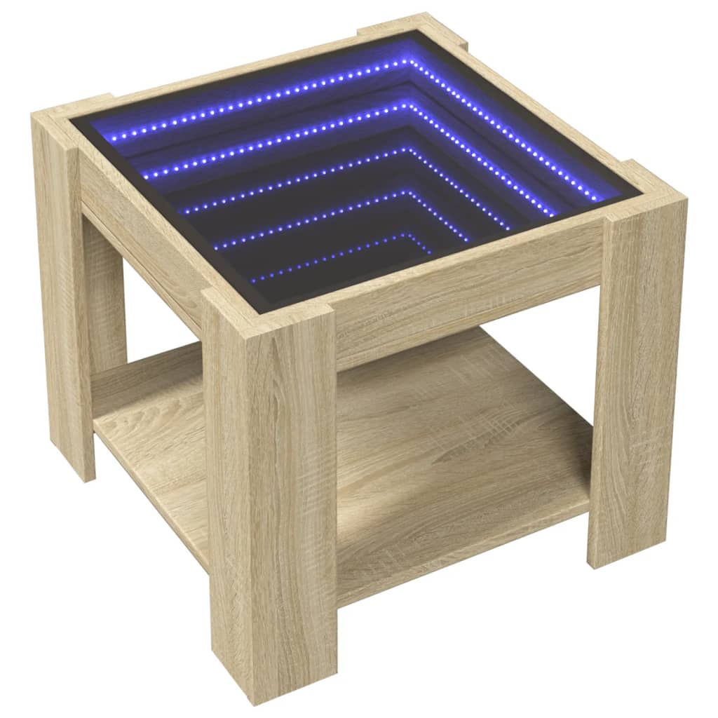 Table basse avec LED chêne sonoma 53x53x45 cm bois d’ingénierie - Tables basses