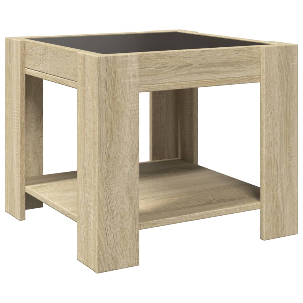 Table basse avec LED chêne sonoma 53x53x45 cm bois d’ingénierie - Tables basses