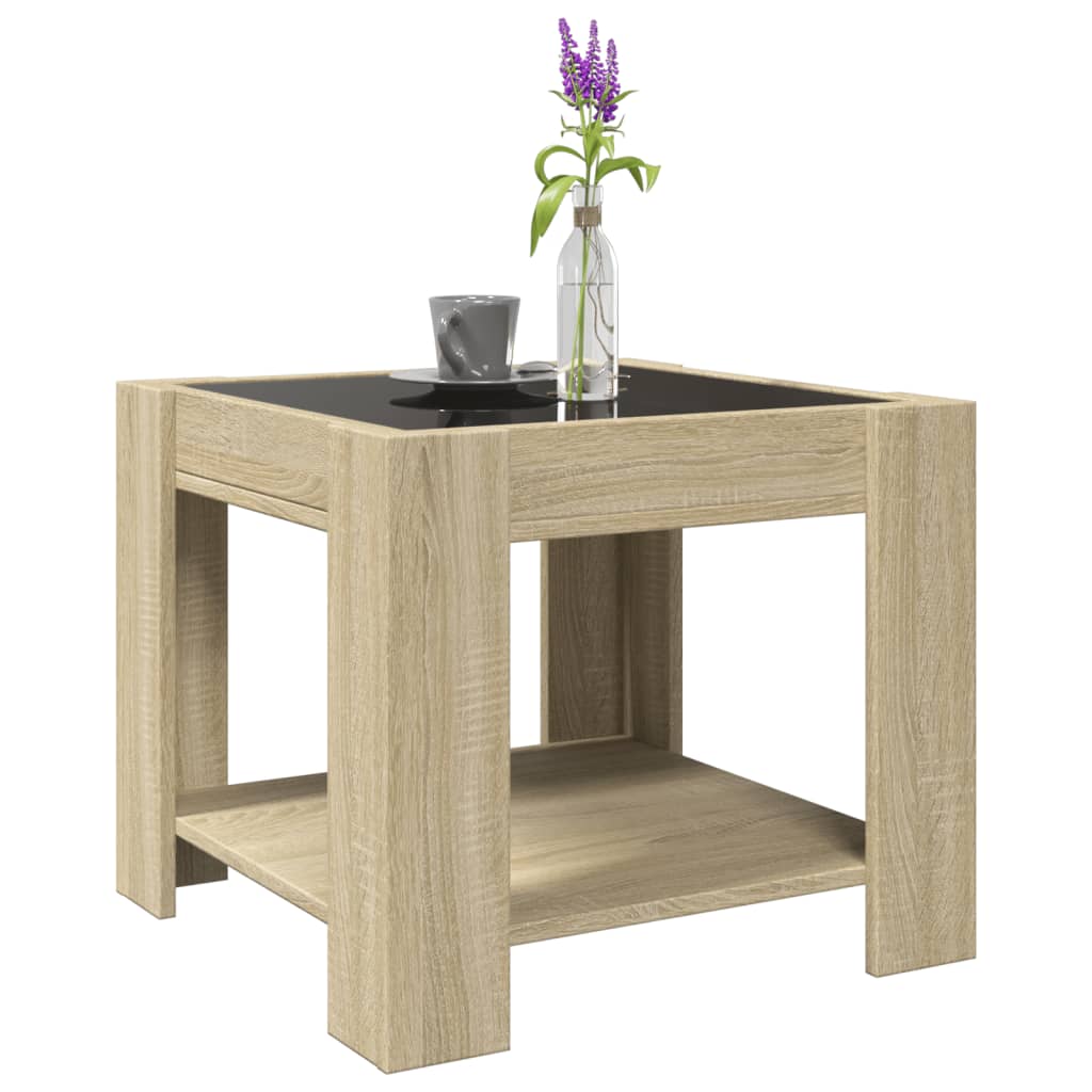 Table basse avec LED chêne sonoma 53x53x45 cm bois d’ingénierie - Tables basses