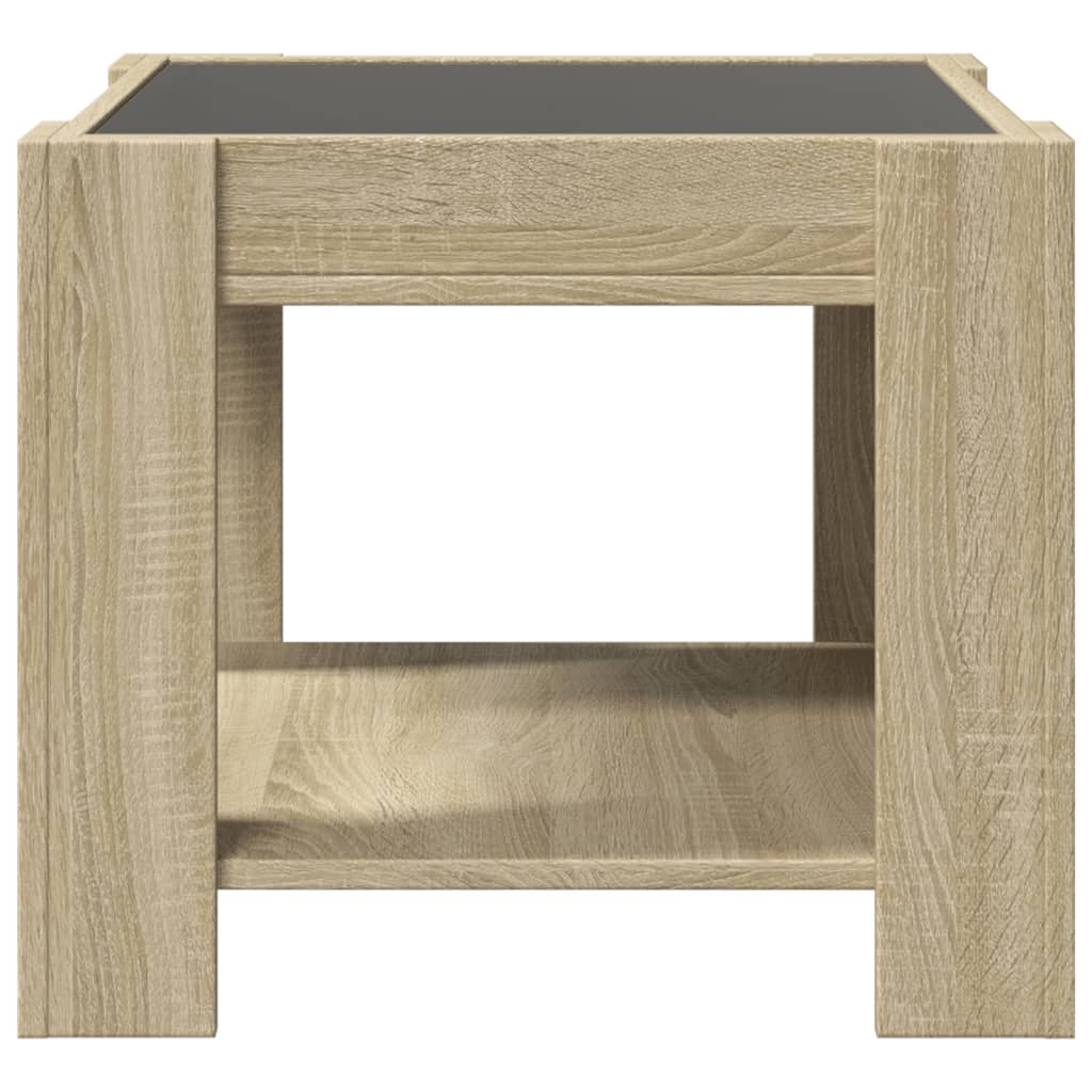 Table basse avec LED chêne sonoma 53x53x45 cm bois d’ingénierie - Tables basses