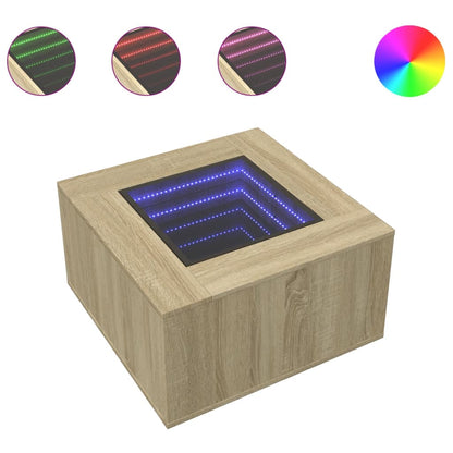 Table basse avec LED chêne sonoma 60x60x40 cm bois d’ingénierie - Tables basses