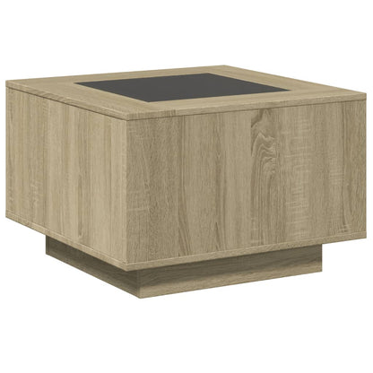 Table basse avec LED chêne sonoma 60x60x40 cm bois d’ingénierie - Tables basses