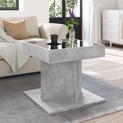 Table basse avec LED gris béton 50x50x45 cm bois d’ingénierie - Tables basses
