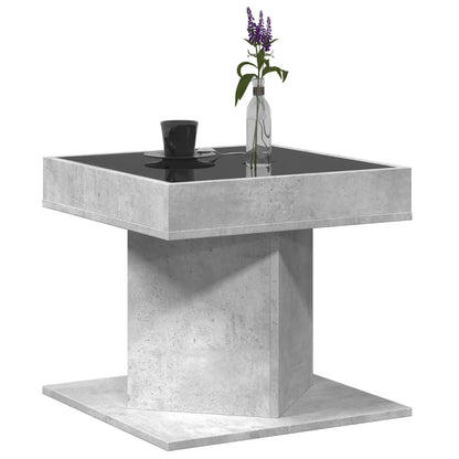 Table basse avec LED gris béton 50x50x45 cm bois d’ingénierie - Tables basses