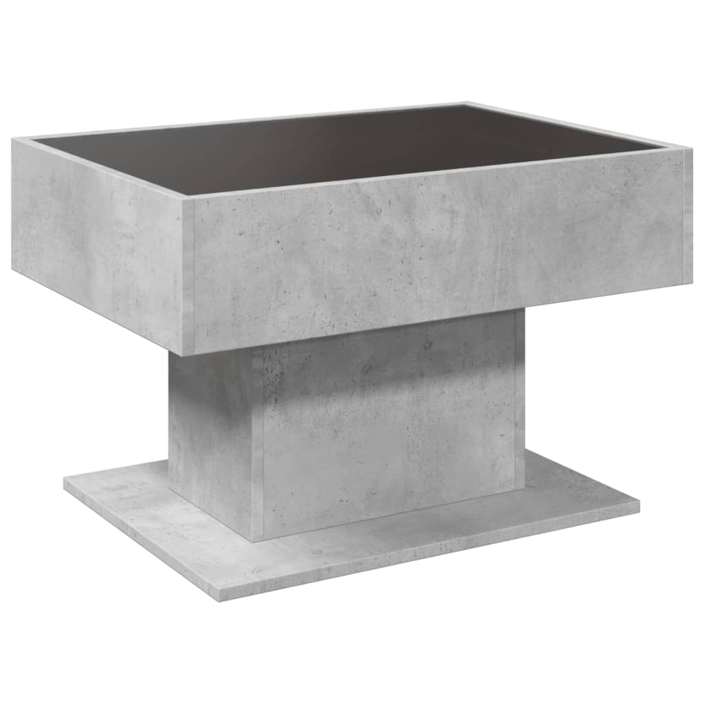 Table basse avec LED gris béton 70x50x45 cm bois d’ingénierie - Tables basses
