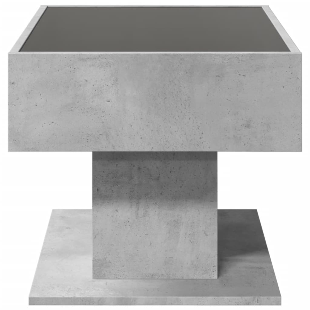 Table basse avec LED gris béton 70x50x45 cm bois d’ingénierie - Tables basses