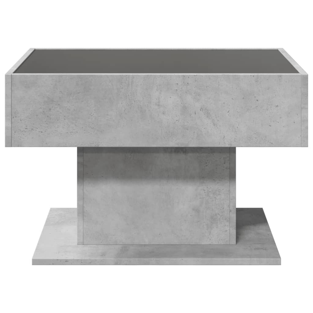 Table basse avec LED gris béton 70x50x45 cm bois d’ingénierie - Tables basses