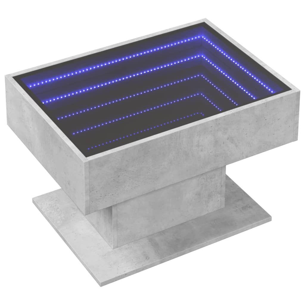 Table basse avec LED gris béton 70x50x45 cm bois d’ingénierie - Tables basses