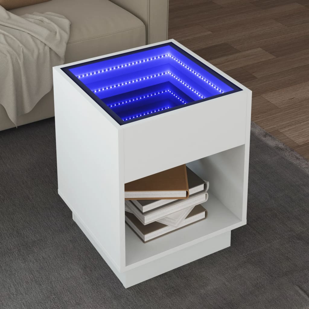 Table basse avec LED infini blanc 40x40x50 cm - Tables basses