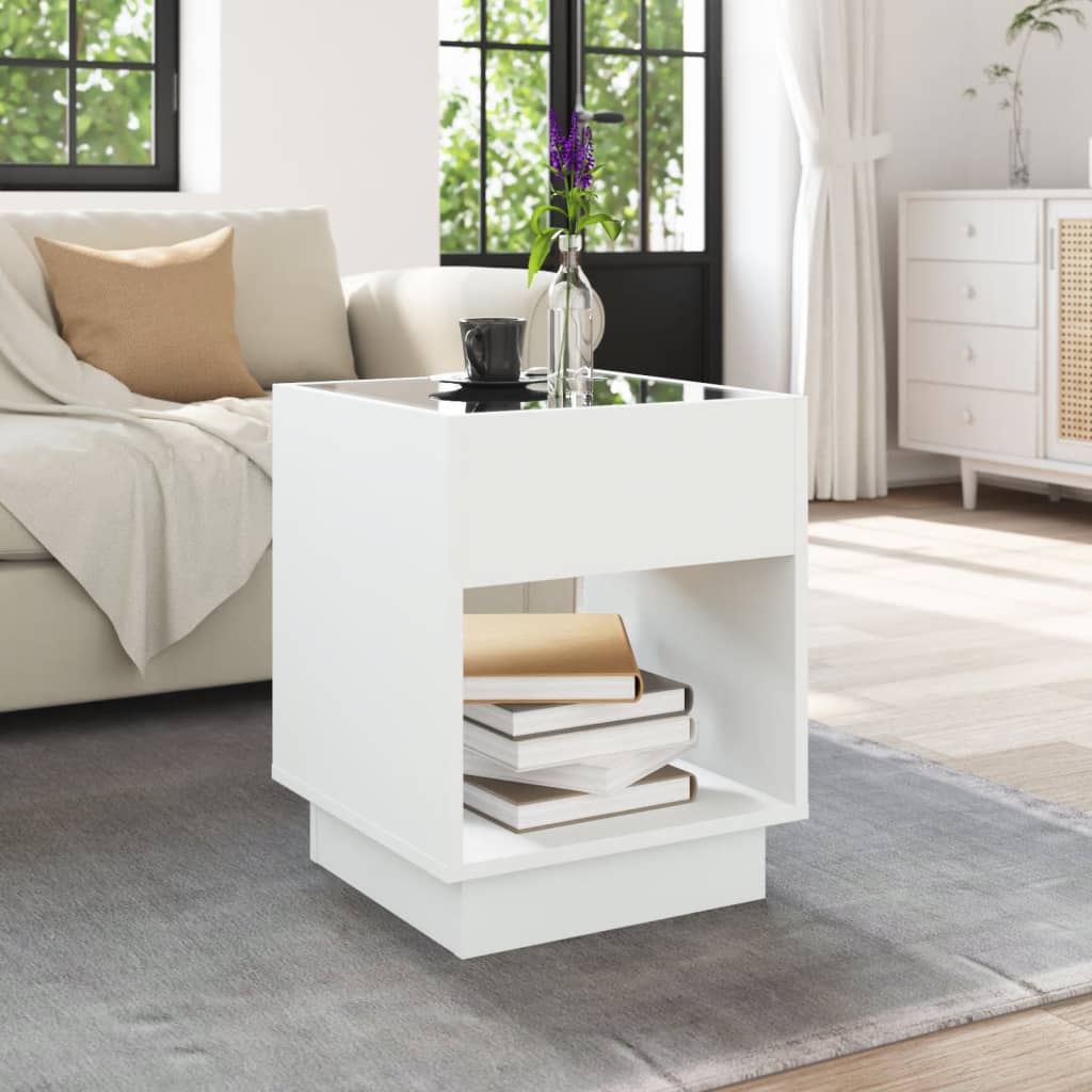 Table basse avec LED infini blanc 40x40x50 cm - Tables basses
