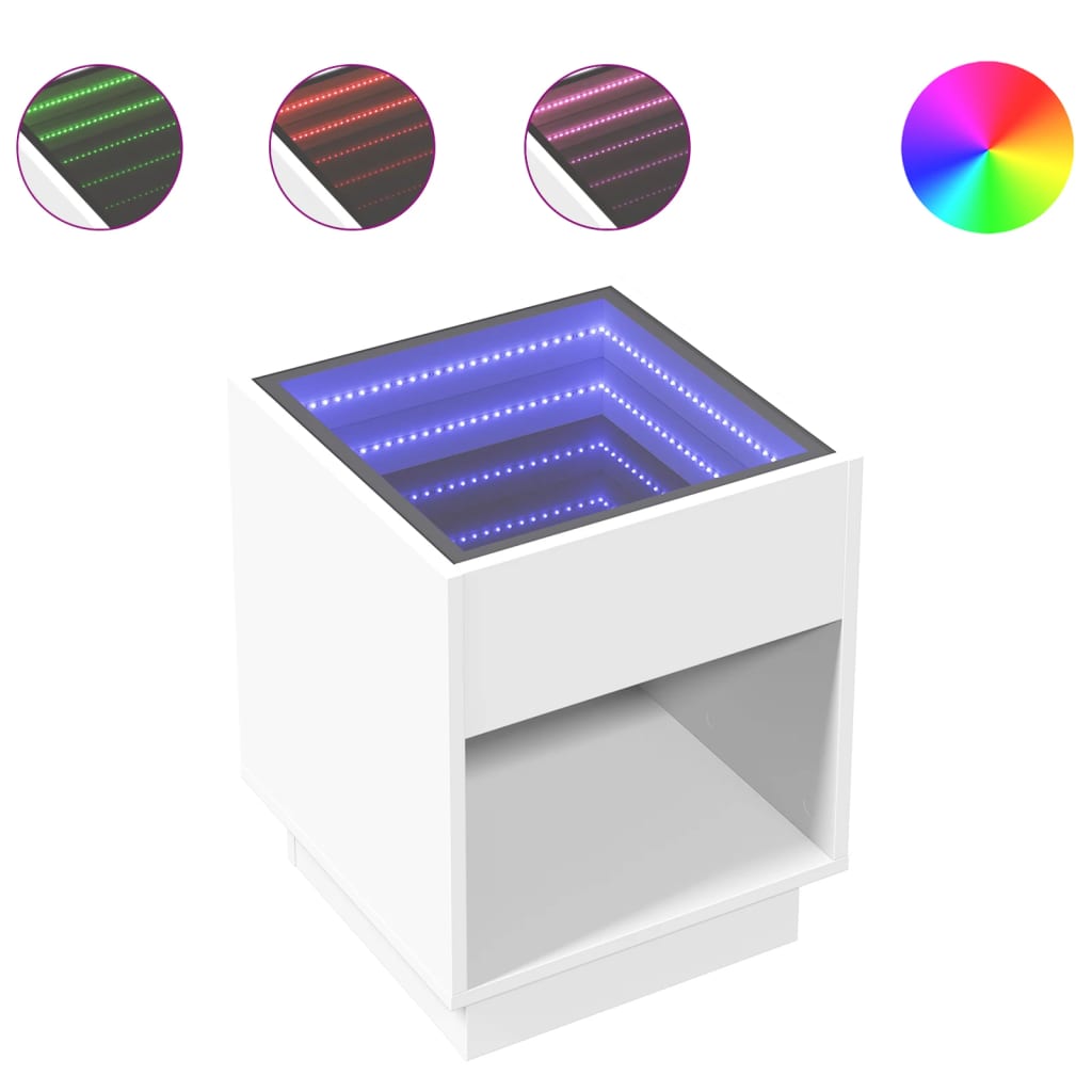 Table basse avec LED infini blanc 40x40x50 cm - Tables basses