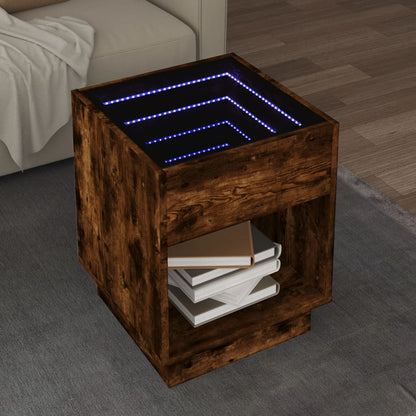Table basse avec LED infini chêne fumé 40x40x50 cm - Tables basses