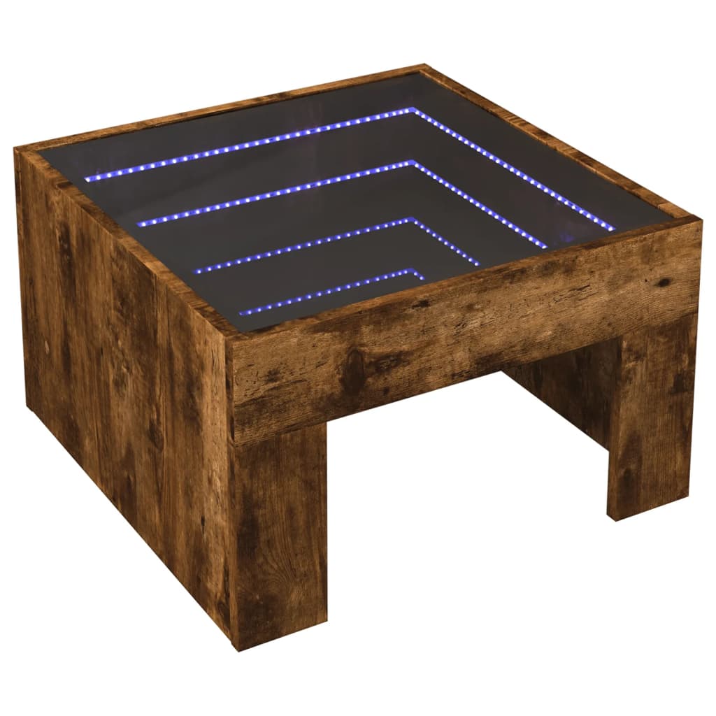 Table basse avec LED infini chêne fumé 50x50x30 cm - Tables basses
