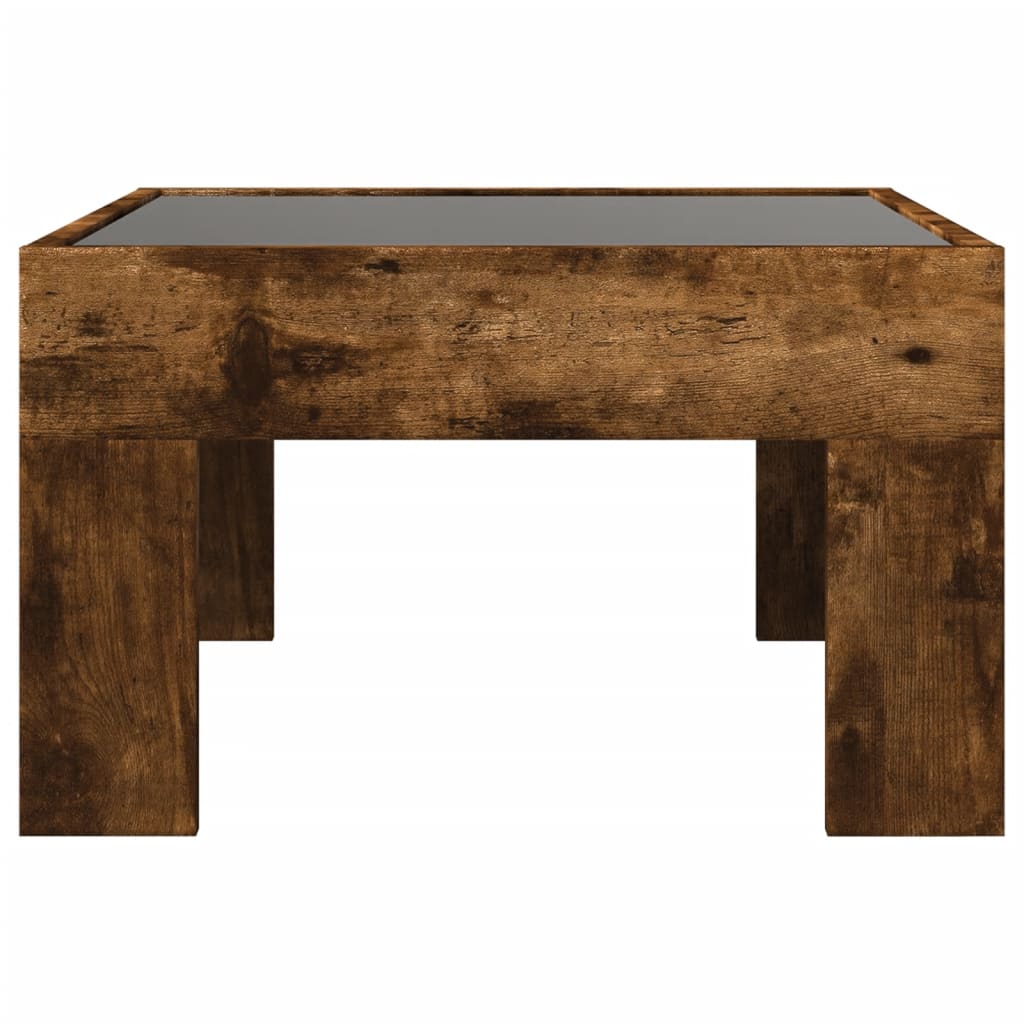 Table basse avec LED infini chêne fumé 50x50x30 cm - Tables basses