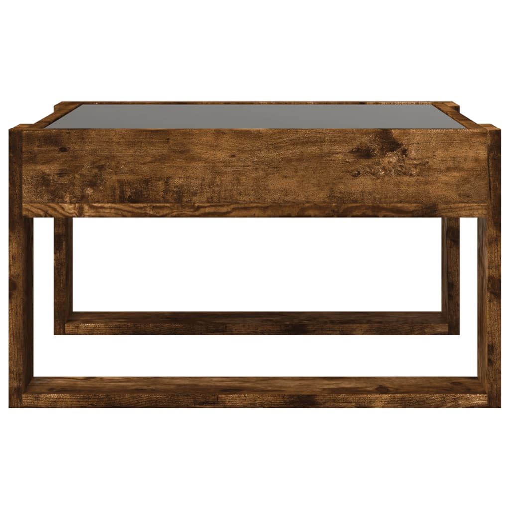 Table basse avec LED infini chêne fumé 50x53x30 cm - Tables basses