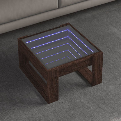 Table basse avec LED infini chêne marron 50x53x30 cm - Tables basses