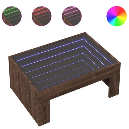 Table basse avec LED infini chêne marron 70x50x30 cm - Tables basses