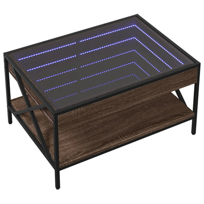 Table basse avec LED infini chêne marron 70x50x38 cm - Tables basses