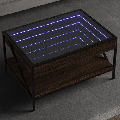 Table basse avec LED infini chêne marron 70x50x38 cm - Tables basses