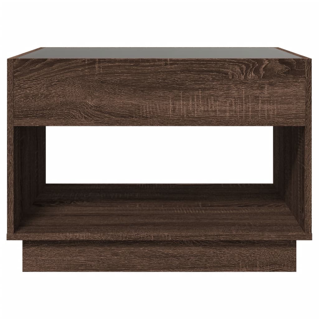 Table basse avec LED infini chêne marron 70x50x50 cm - Tables basses