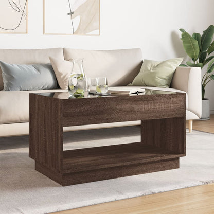 Table basse avec LED infini chêne marron 90x50x50 cm - Tables basses