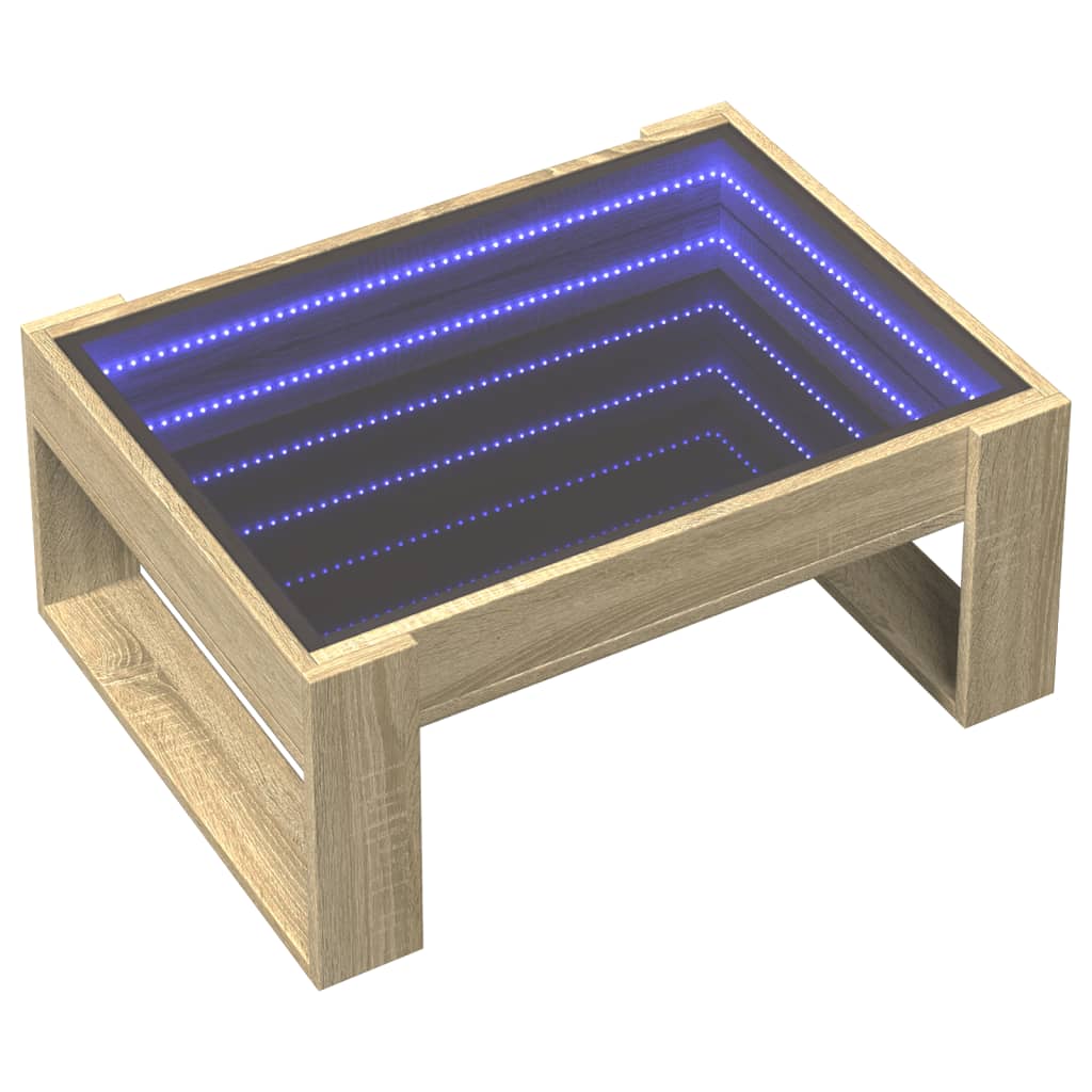 Table basse avec LED infini chêne sonoma 70x53x30 cm - Tables basses